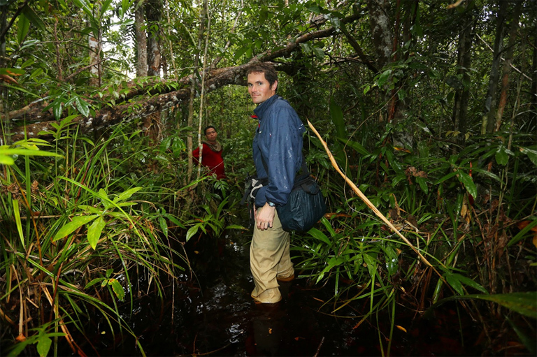 Rhett Butler in a peat swamp in Central Kalimantan, Indonesian Borneo