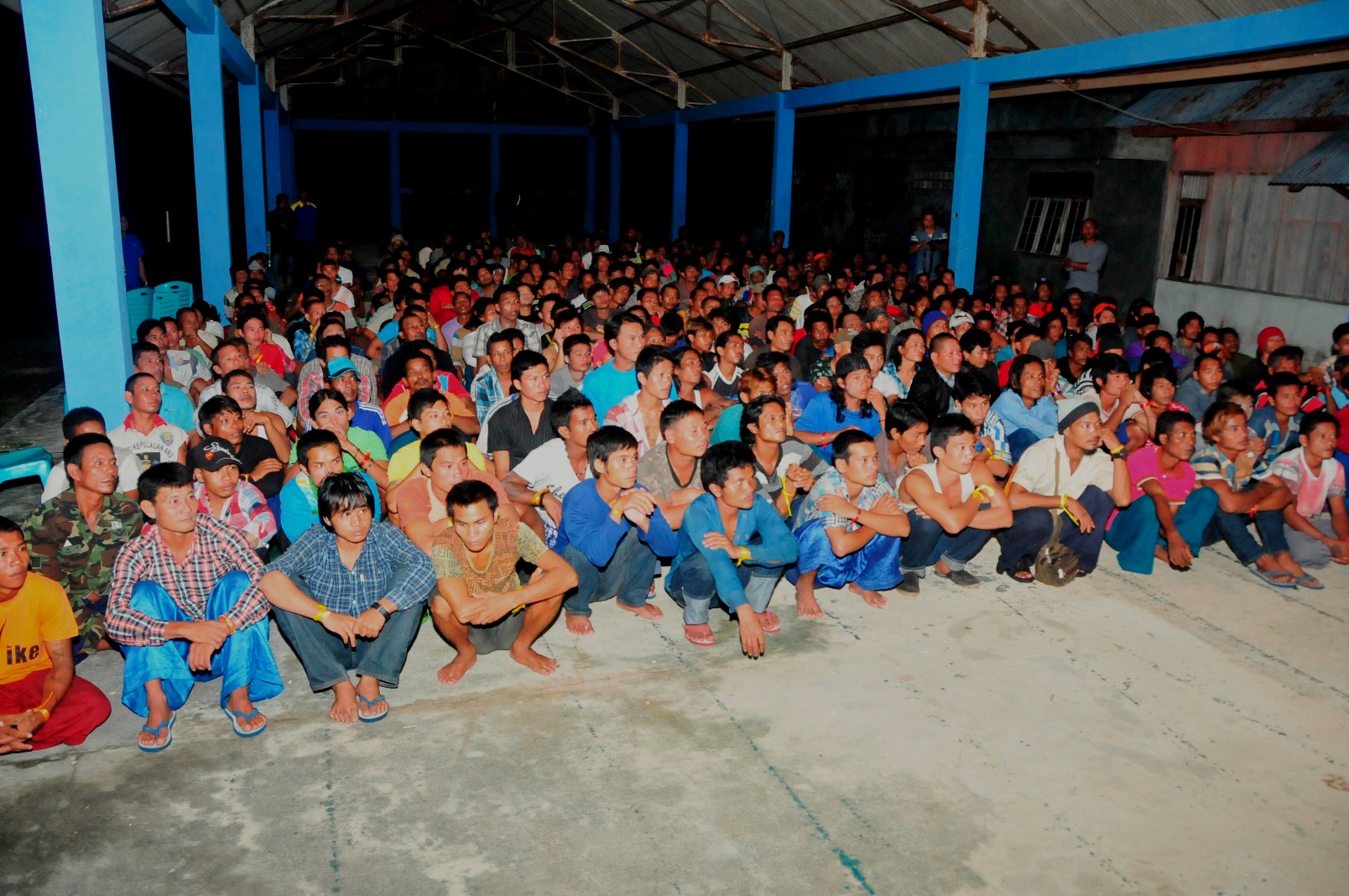 More than 300 hundred citizens of Myanmar, Cambodia and Laos were moved from the island of Benjina to neighboring Tual as part of Indonesia’s investigation into slavery on fishing vessels in its waters there last year. Photo courtesy of the fisheries ministry