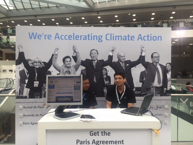 Message of hope: the greeting that met Bonn climate conference attendees. Photo by Justin Catanoso