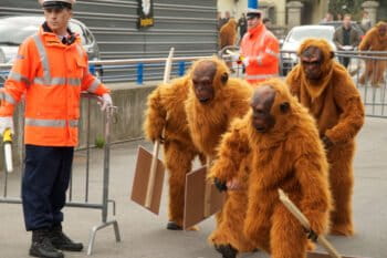 Greenpeace protesting against a company's palm oil policy. Courtesy of Greenpeace