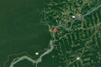 Google Earth image showing the site for the São Luiz do Tapajós dam.