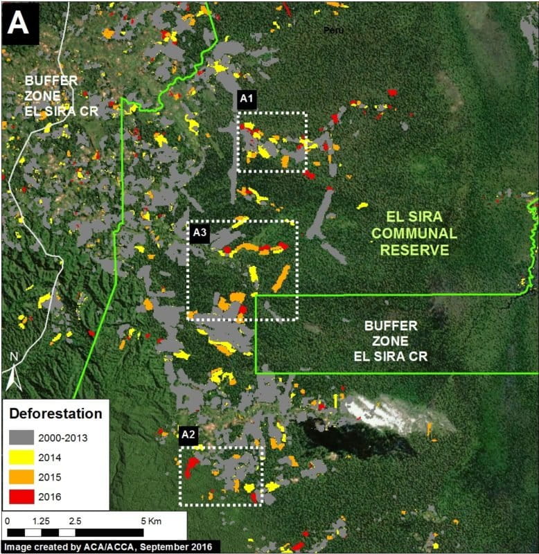 The northern portion of El Sira appears to be the most heavily affected. Image courtesy of MAAP