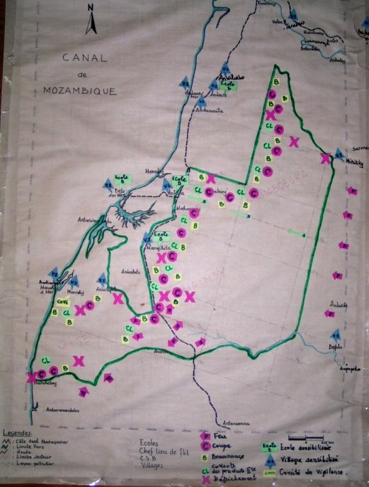 Map created by local community shows areas of human degradation needing monitoring.