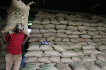 Bags of coffee at the Ethiopian Commodity Exchange's warehouse in Awassa. Photo courtesy of DFID - UK Department for International Development