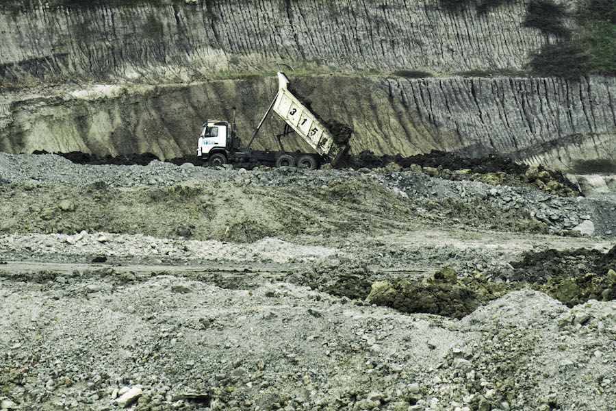 A dump truck at a coal mine owned by Banpu Public Company Ltd in a paddy field in Kerta Buana village in Kutai Kartanegara, East Kalimantan. Photo courtesy of Ardiles Rante/Greenpeace.