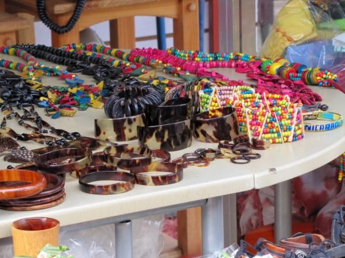 Vendors selling trinkets made from Hawksbill turtle shell. Photo by Paula von Weller - SEEturtles.org.