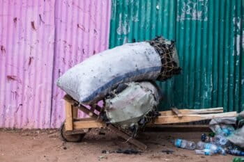 A bag of charcoal for sale in Namanga border point. Photo by Nathan Siegel for Mongabay