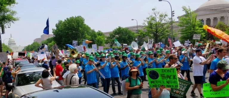 Band playing Hot, Hot, Hot at the People’s Climate Marc