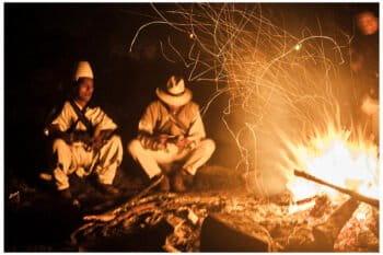 Mamo Lorenzo with shaman Pachankachay in the Talking Circle (left to right). Valle de Saquenzipa, 2014. Photo courtesy of Cuvan Murillo Escobar