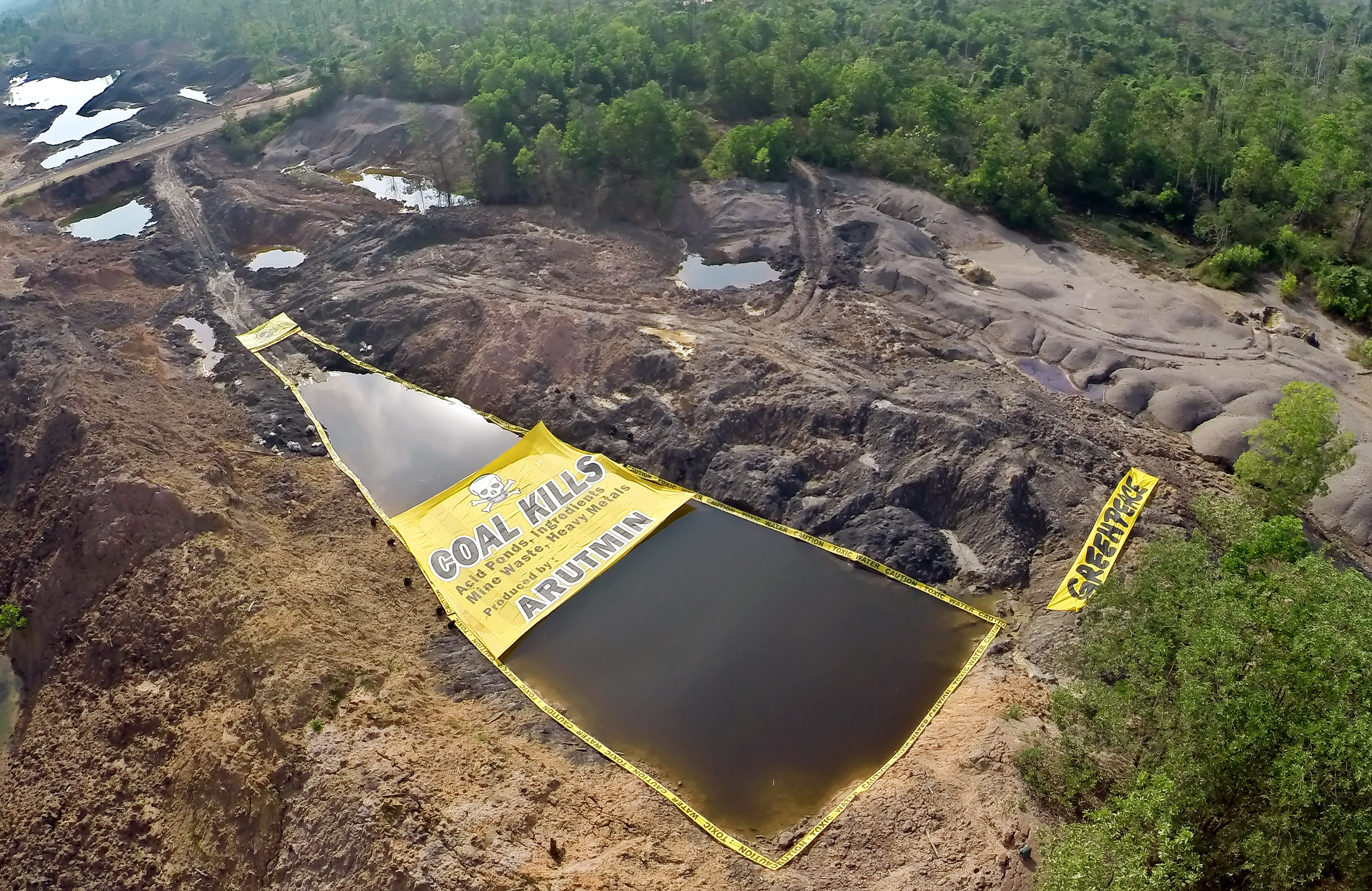 Banner At Coal Mining Site In South Kalimantan