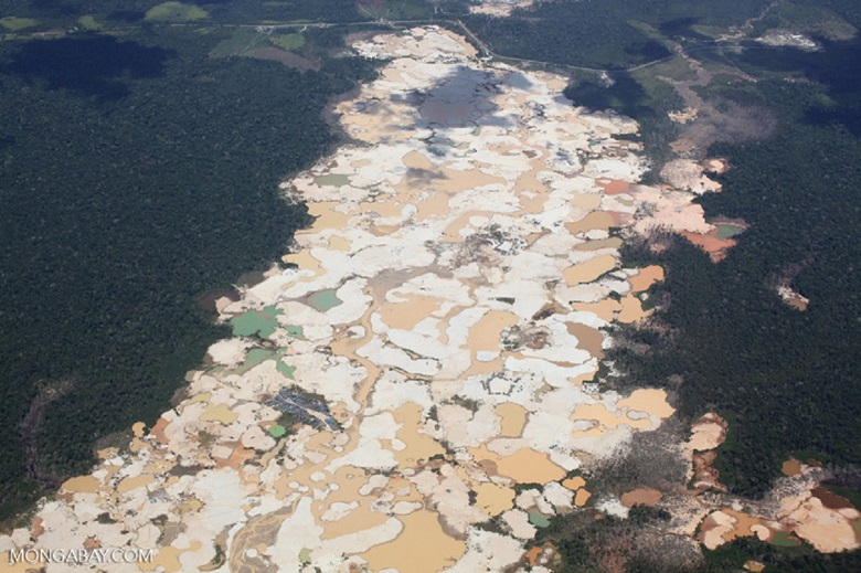 Deforestation from mining in Peru. Photo by Rhett A. Butler.