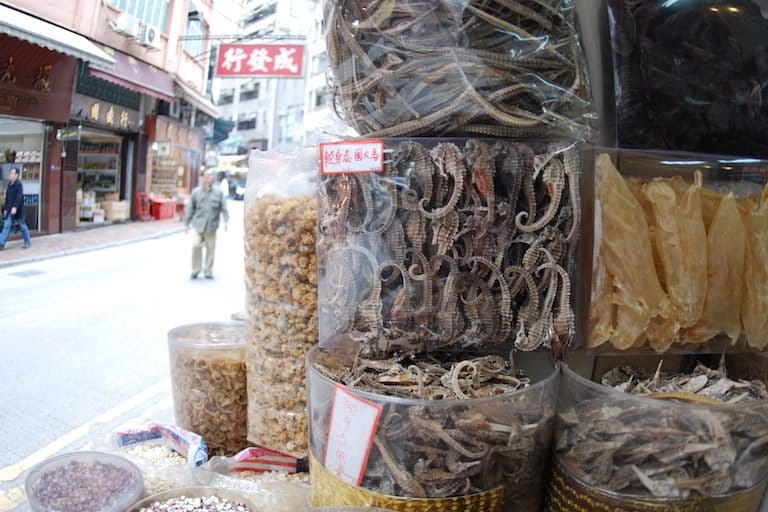 Dried seahorses for sale in Hong Kong. Seahorses are frequently used in traditional medicine. Photo by Tyler Stiem/ Project Seahorse.