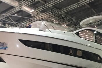 A luxury yacht at the London Boat Show in January 2018. Photo by Sophie Cohen/Mongabay.