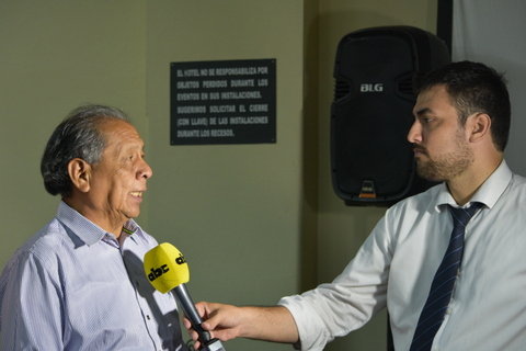 President of FAPI, Don Hipolito Acevei, speaks to the press during the official launch of the Tierras Indigenas platform on November 28, 2017.