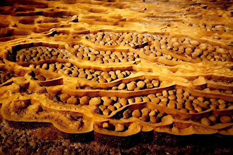 Cave Pearls within the rimstone system. (Photo courtesy Professor Phuong Ta)