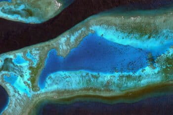 Coral reef off New Caledonia. Courtesy of Google Earth.