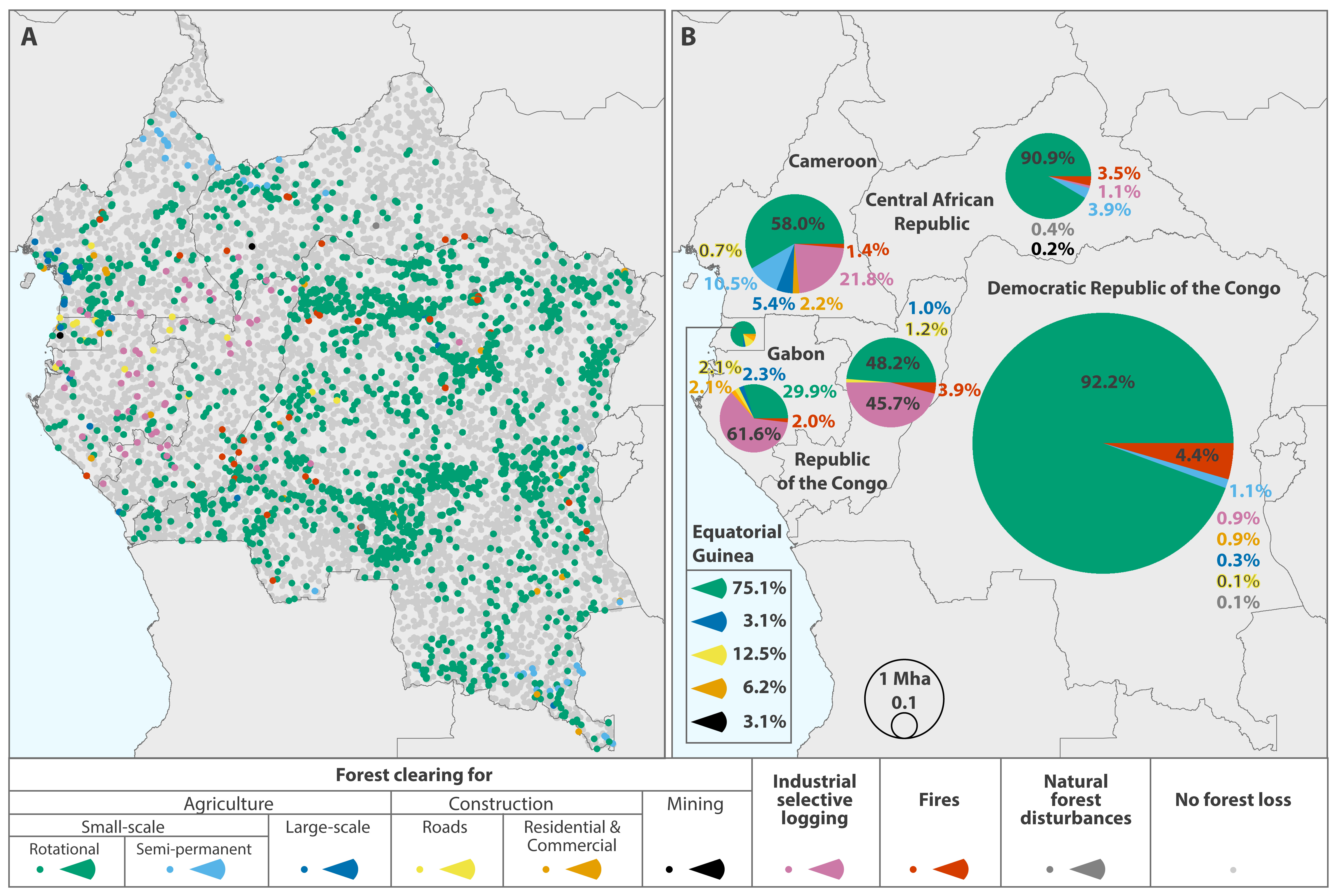 Location of the study site: (A) Location of the Congo River Basin