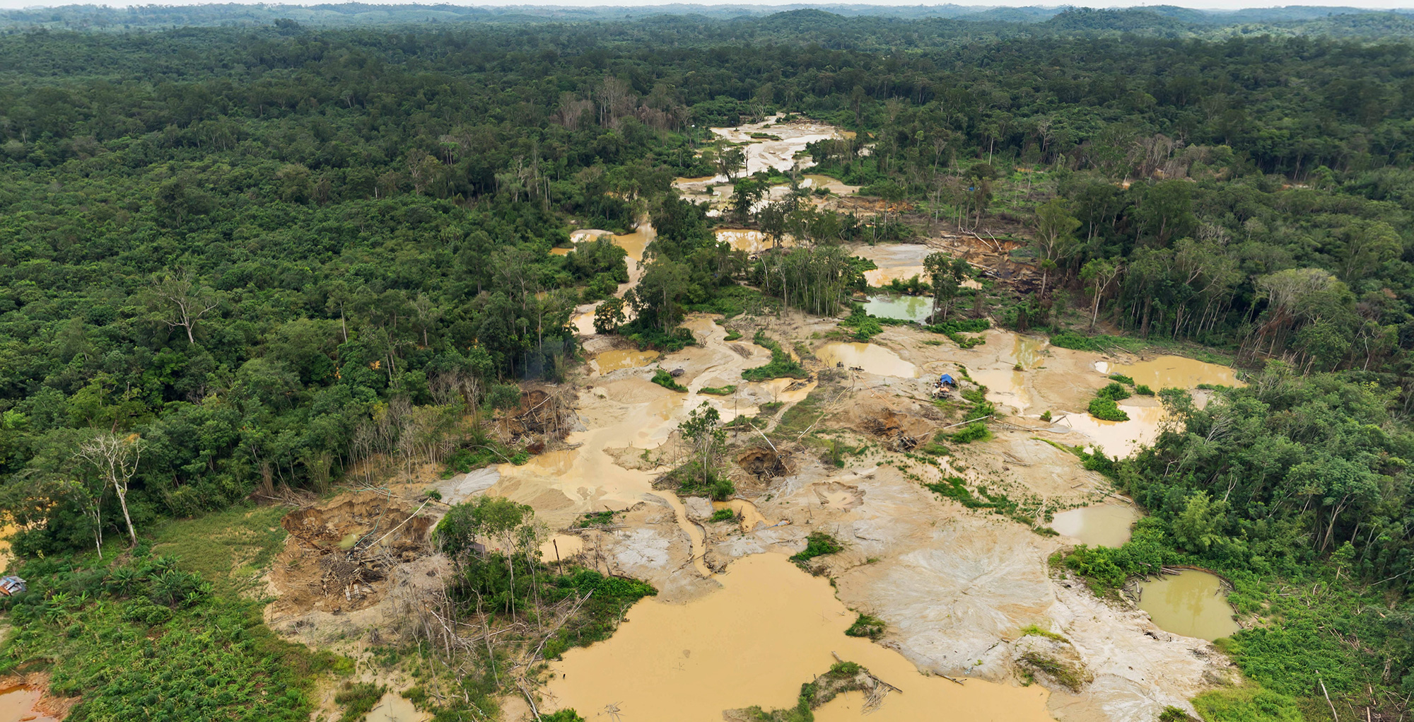 Extract of an aerial 360° of an informal gold mine in Central Kalimantan, Indonesia. Click the image to see the full panorama.