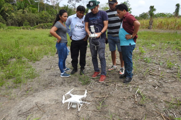 Madre de Dios forestry dealers learn to use a small quadcopter drone to monitor their forests.