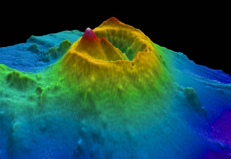 3D image of Brothers Volcano in the Kermadec Arc, New Zealand. Image courtesy of New Zealand National Institute of Water and Atmospheric Research via Flickr (CC BY 2.0).