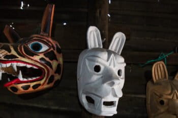 The masks of Julio Toaquiza have been exhibited in various countries such as Colombia and Bolivia, where it has been recognized that their art is unique. Photo by Jonatan Rosas for Mongabay.