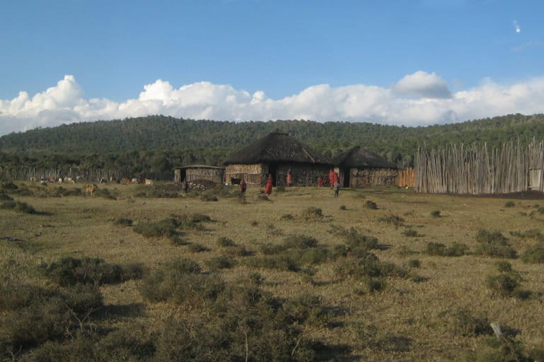 Loita-Purko (Maasai) village at the base of the Loita Hills