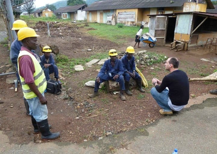 Ashoka Mukpo reporting in the field in Liberia. Photo courtesy Ashoka Mukpo.