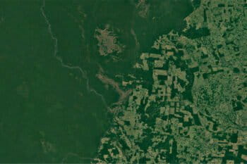 Google Earth image showing deforestation frontier in the Brazilian Amazon.