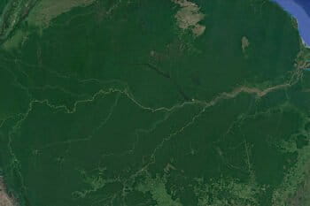 Copernicus / Landsat image of the Amazon River as seen via Google Earth.