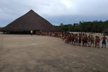 Waimiri-Atroari indigenous village, where the Kinja indigenous people live in the northernmost state of Roraima, in the Brazilian Amazon. A federal judge has ordered government websites to publish a letter from the Kinja indigenous people for 30 days as part of their right of response to racist rhetoric by the administration of President Jair Bolsonaro. Image by Maiká Schwade/CPT Amazonas