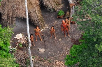 Uncontacted indigenous group in the Amazon photographed by authorities with the Brazilian Indian affairs agency FUNAI. Photo by Gleison Miranda-FUNAI.