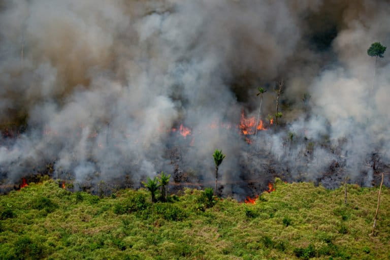 Heat spots in areas with Prodes warnings (2017-2019). Area next to the borders of the Kaxarari Idigenous Land, in Lábrea, Amazonas state. Taken 17 Aug, 2020. CREDIT: © Christian Braga / Greenpeace