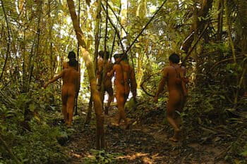 Korubo people in the Vale do Javarí Indigenous Land. Photo: Enrique Ortiz