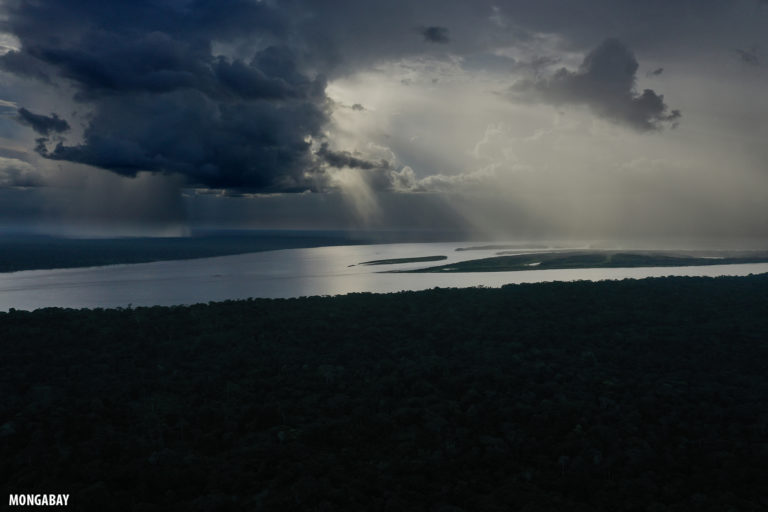 Rainstorm over the Amazon river