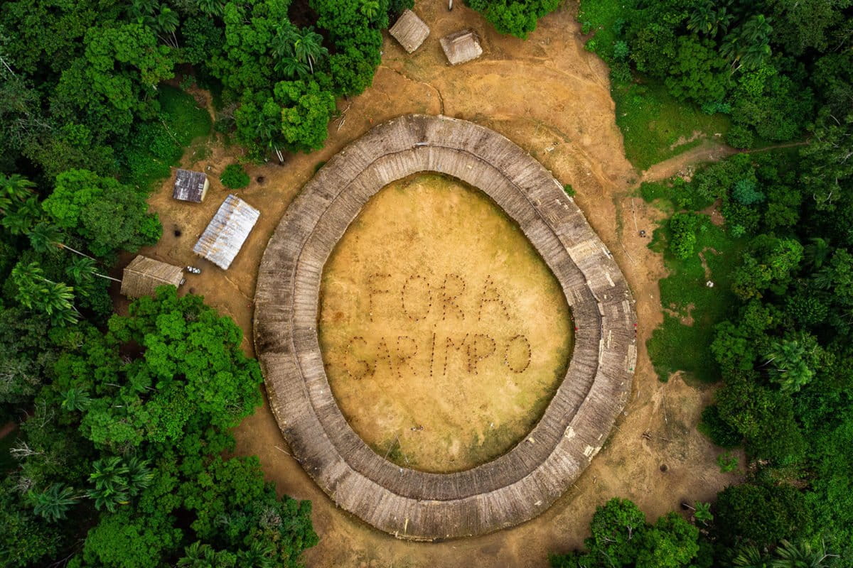 Yanomami community in northern Brazil saying ‘Go away, mining companies’. Image by Victor Moriyama/ISA.