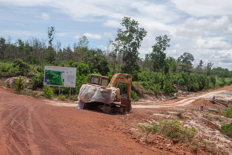 An excavator at the Chroy Pros commune being used to build a network of new roads. Image courtesy of an anonymous source.