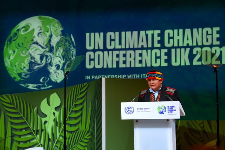 Indigenous leader speaking at COP26