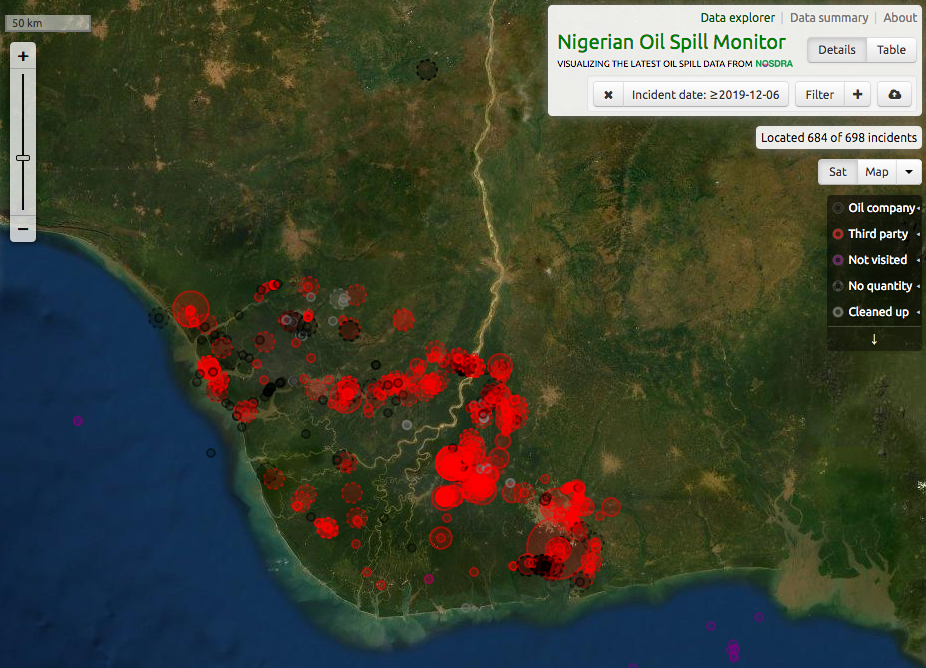 Map of incident reports since June 2019, courtesy NOSDRA.