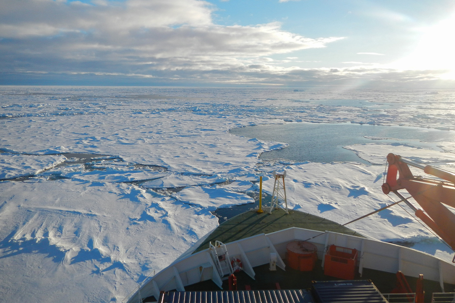 Off the prow of the Polarstern research vessel.