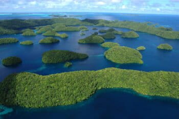An aerial view of the Palau archipelago.