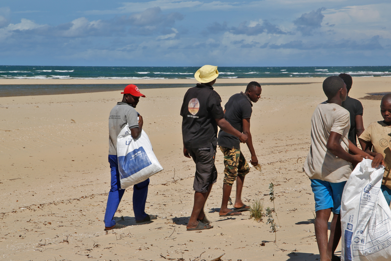 Marereni Biodiversity Conservancy members during a beach clean-up on the shores of the Indian Ocean in Marereni.