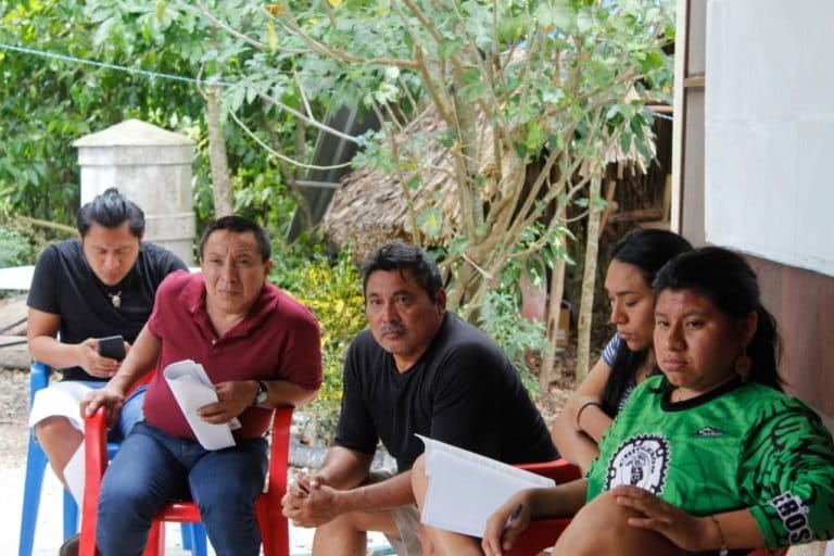 Members of the Múuch´ Xíinbal Assembly of Defenders of the Mayan Territory. Photo taken from Pedro Uc’s Facebook page.