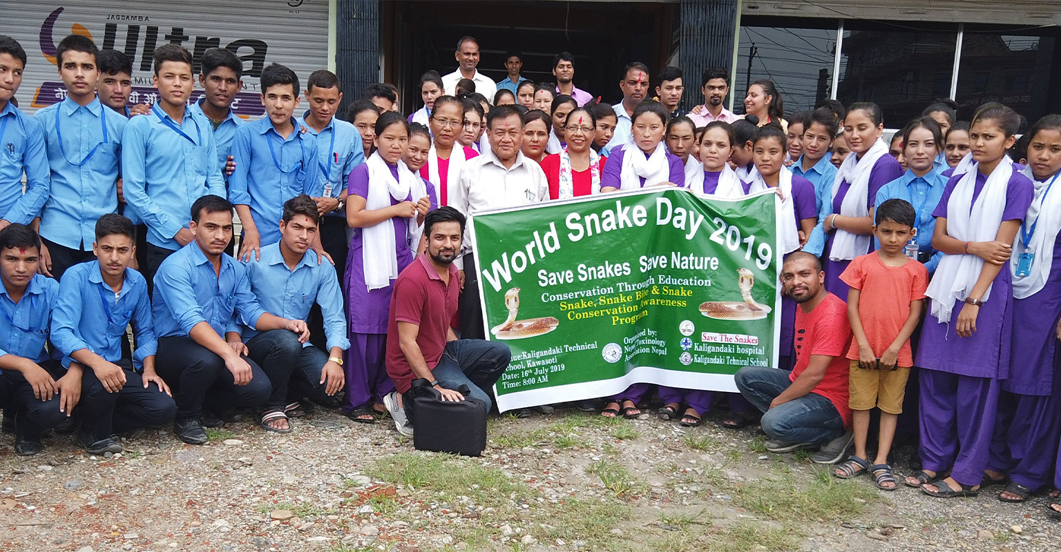 An awareness program for school children organized by Nepal Toxinology Association.