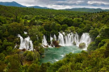 The biodiversity of Balkan rivers is now becoming more widely known, and also their beauty, such as Kravice Waterfall in Bosnia-Herzegovina. Photo by Goran Safarek in 2014 for Riverwatch/EuroNatur.