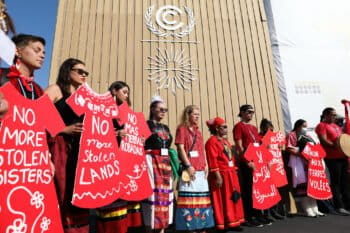 Indigenous delegates at COP27 in Egypt. Image courtesy of UN climate change via Flickr (CC BY-NC-SA 2.0).