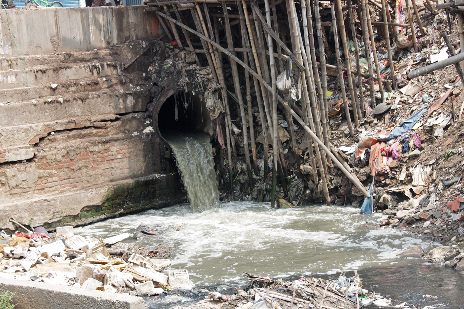 Untreated residential sewage waste release.