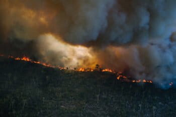 Fire in Humaitá, Amazonas state, Brazil in August 2022. Photo © Christian Braga / Greenpeace