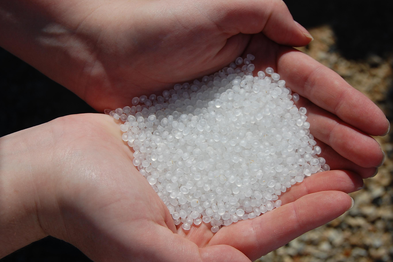 A handful of plastic pellets.