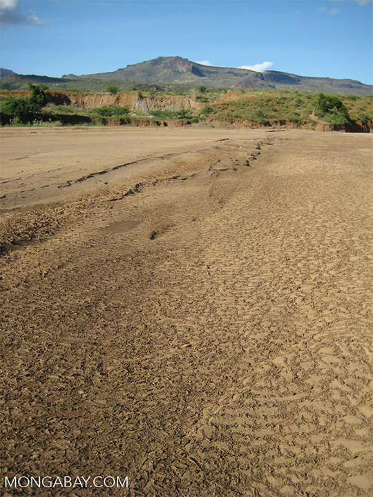 A dry riverbed.