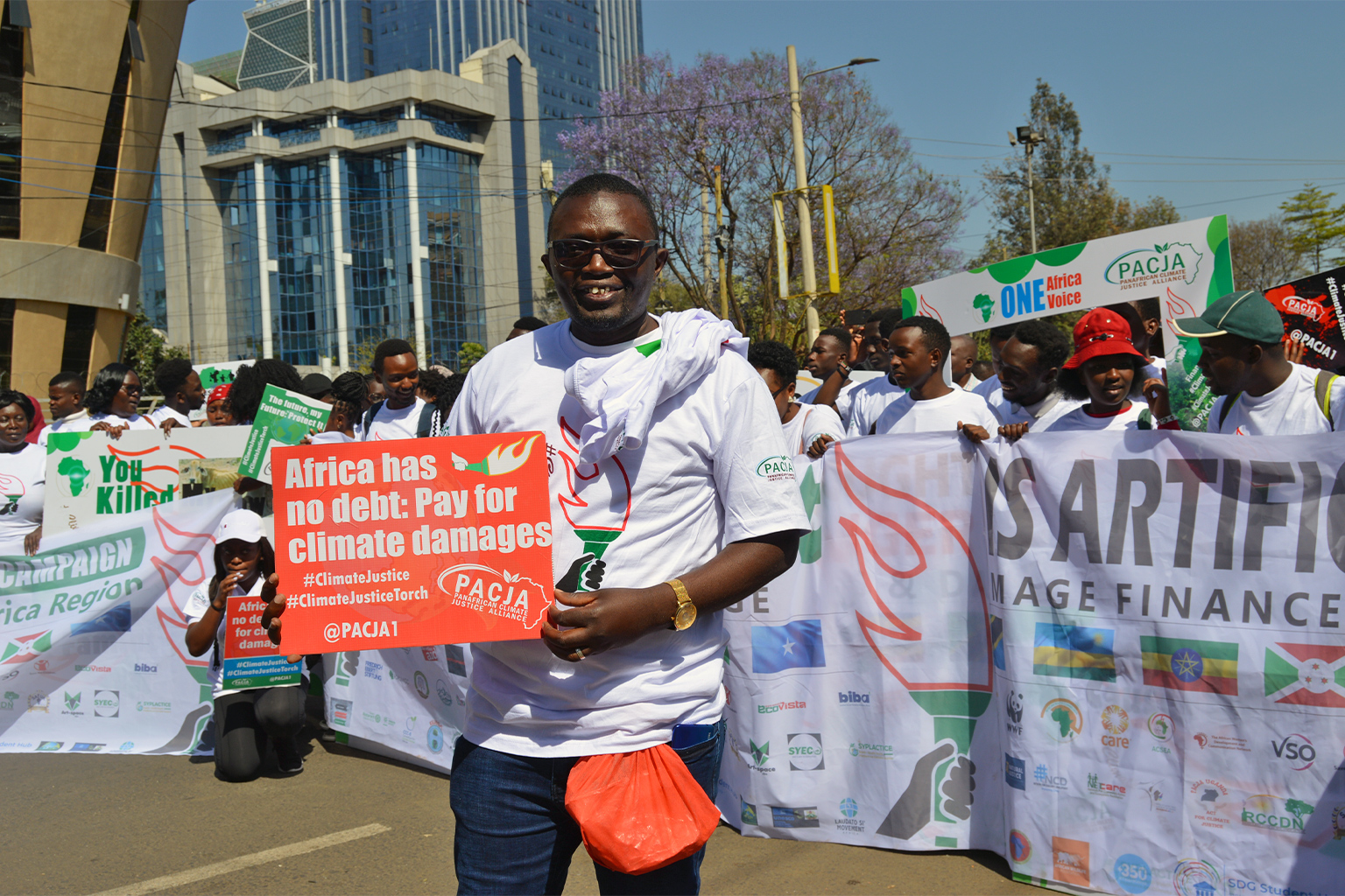 Kelly Banda during the Climate Justice Torch campaign march.